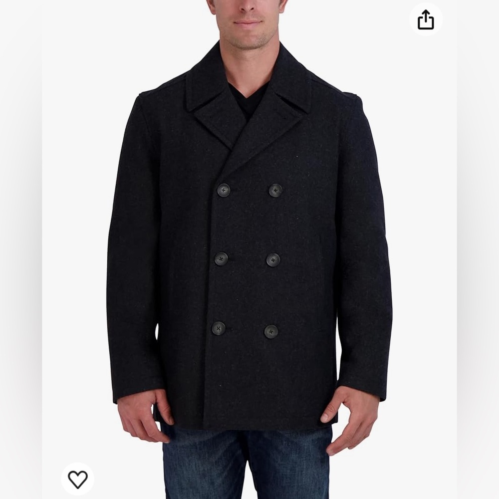 Nautica Men's Peacoat Wool Blend Double Breasted Winter Trench Coat